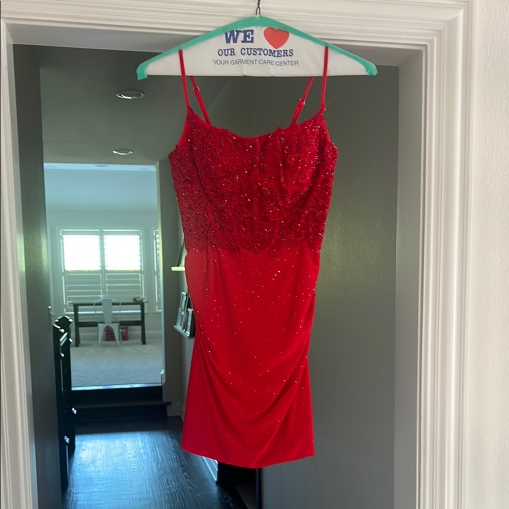 Elegant Red Beaded Dress